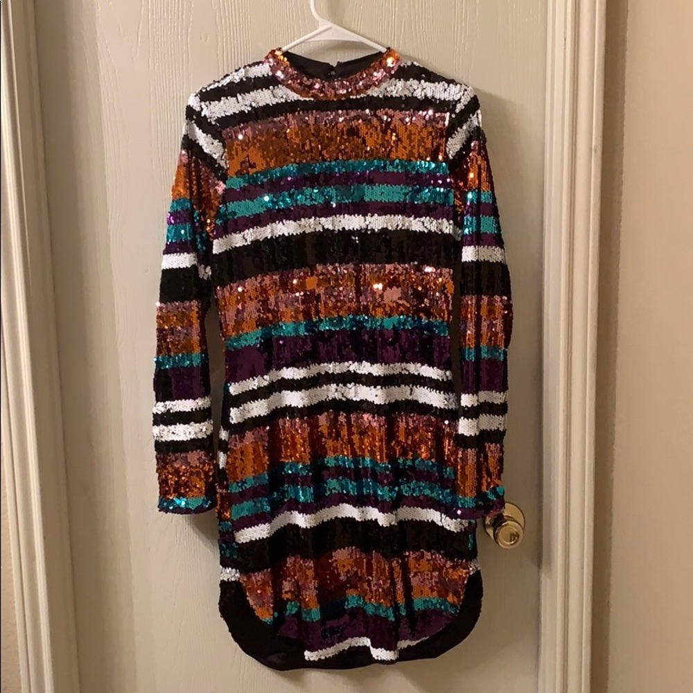 Sequin stripped mini dress NWOT
